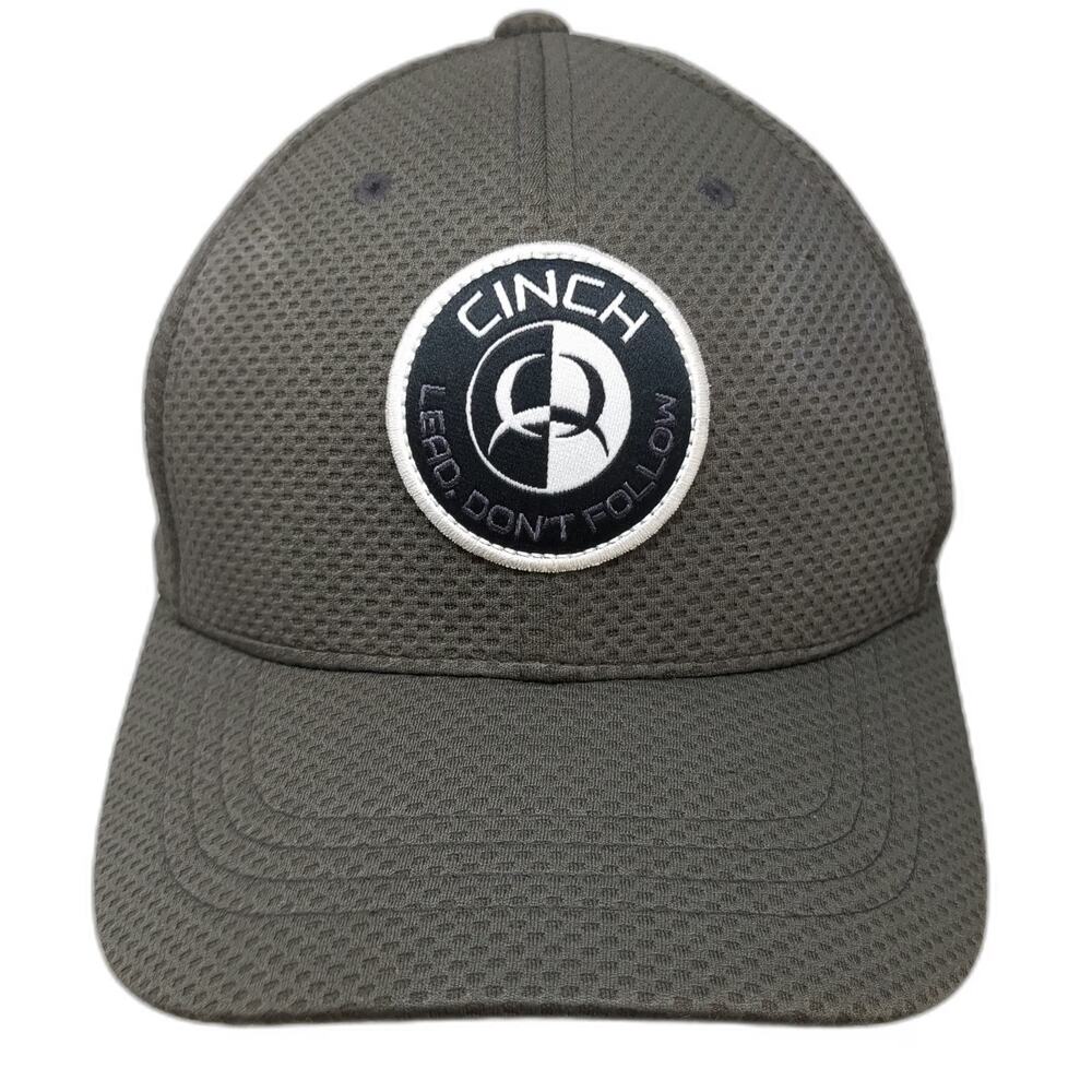 Cinch Baseball Cap Gray M Flexfit Lead Don't Follow Patch Breathable Fabric Hat